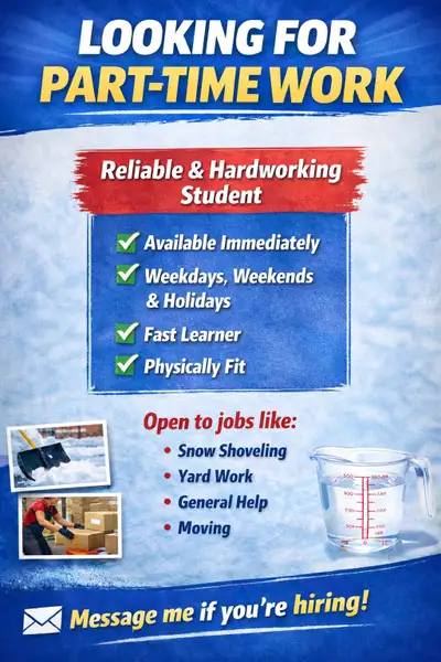 17 years old looking for job!, View more