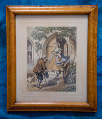 Vintage Art George Baxter Licensee Prints Circa 1860 Man & Woman