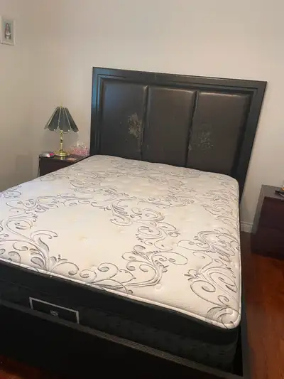 Queen size bed frame with headboard., View more