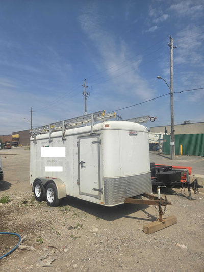 6'x14' enclosed trailer Heavy duty roof racks Tongue is 3' long. Overall length 17' Has been a great...