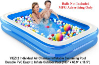 (NEW) Inflatable Swimming Pool 2 Chamber Durable PVC 103x67x18.5