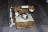 Lawco VINTAGE GORGEOUS Rotary Phone BRASS / IVORY