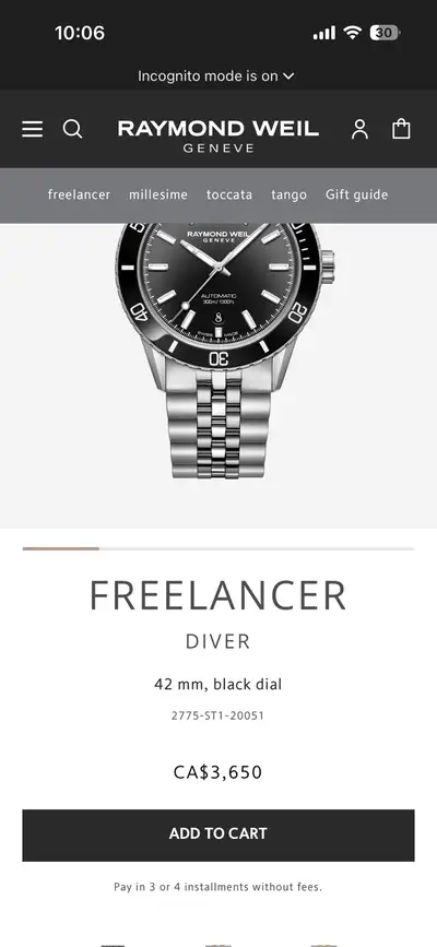 Raymond Weil freelancer with additional strap, View more