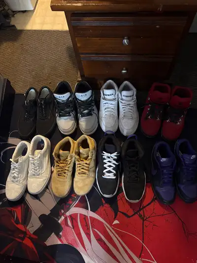 assorted Nikes, Jordans, vans, and timberland shoes, View more