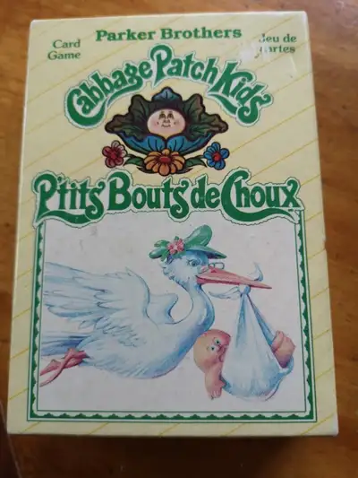 Rare 1984 Jeu de cartes (36) Parker Brother Cabbage Patch Kids P'tits Bouts de Choux 3 jeux en 1 Mak...