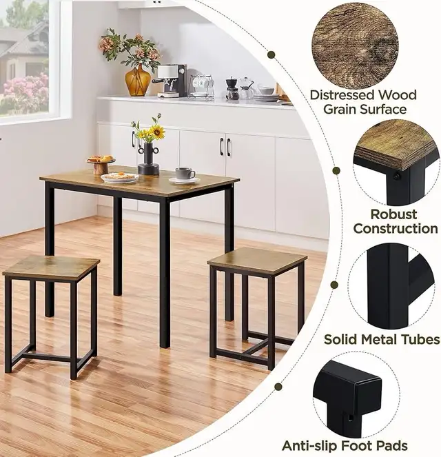 3 Piece Dining Table Set - Kitchen Table & Chair Set - Breakfast in Dining Tables & Sets in Markham / York Region - Image 5