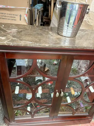 LOVELY SONOMA WINE/BAR CABINET WITH GRANIT TOP, View more