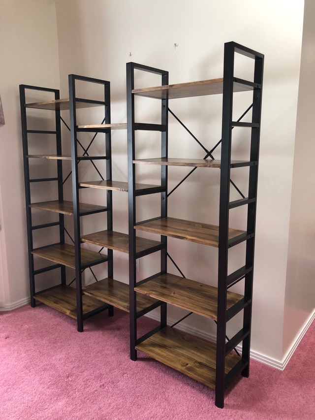 Bookcase - metal & solid wood in Bookcases & Shelving Units in Edmonton