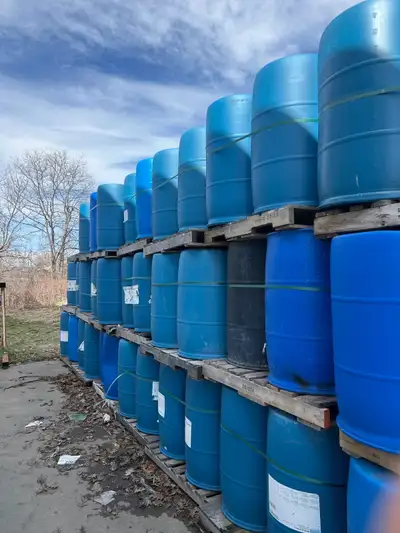 We have 55-gallon (210 litre) plastic drums available for sale. These drums have bungs (caps) and ar...