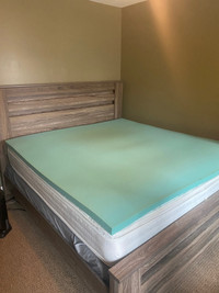 King mattress with topper and bed frame