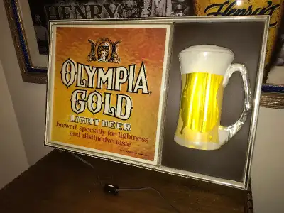 XL size Vintage Olympia Bubbling Beer Bar light up Sign mint Excellent Condition Rare 1960’s Vintage...