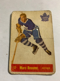 1957-58 Parkhurst hockey #12 Marc Reaume Toronto Maple Leafs