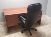 Leather Office Chair and Wood Desk