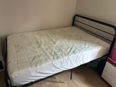 Double Mattress, Metal Black Bed Frame, + Mattress Barely Used, View more