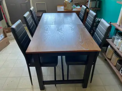 Extendable dining table + 6 chairs — $60 OBO, View more