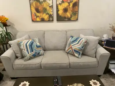 Cashton couch from Ashley furniture with matching chair and ottoman. (Colour-Ice) comes with matchin...