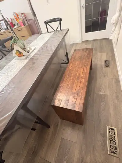 Dinning table + 4 chairs & bench, View more