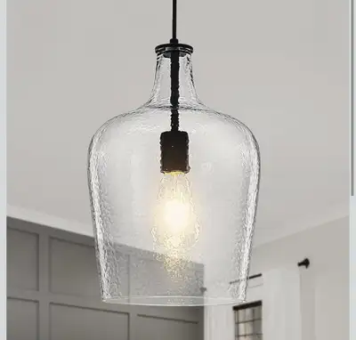 9.3" Blown Glass Pendant Lighting for Kitchen Island,Black Large, View more