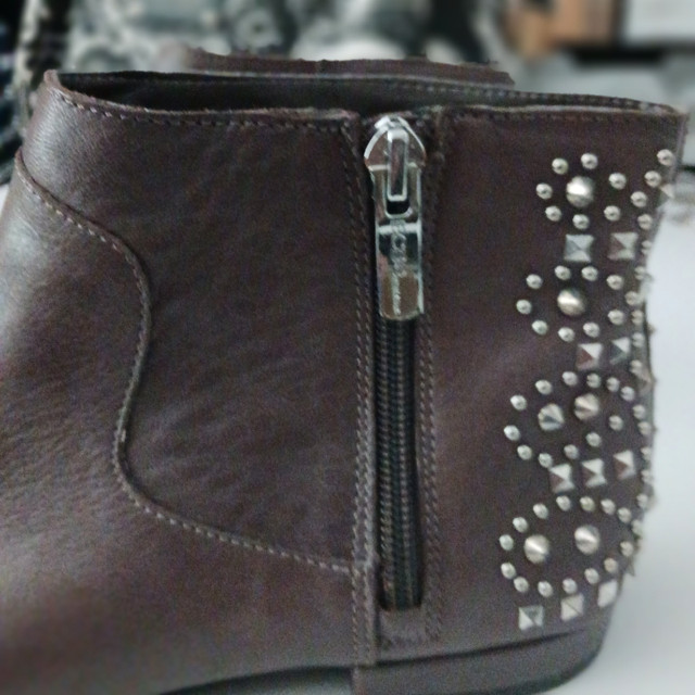 BCBG Logann Grey Leather Studded Ankle Boot in Women's - Shoes in Cambridge - Image 4
