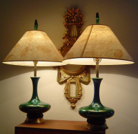 VERY RARE LARGE ROYAL HAEGER FLAMBE GLAZED TABLE LAMPS