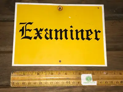 VINTAGE "EXAMINER" PORCELAIN SIGN OLD ENGLISH STYLE, View more