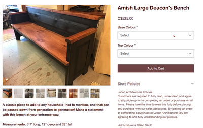 Amish Large Deacon Bench, View more