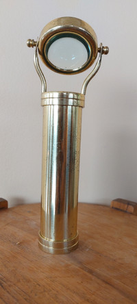 VINTAGE BRASS KALEIDOSCOPE WITH MAGNIFYING GLASS 