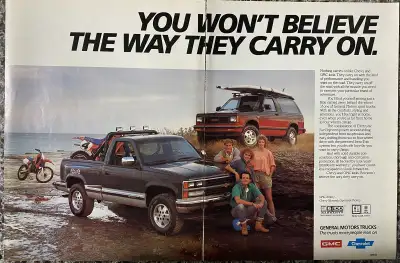 « The trucks more people lean on. » Dimensions : 16 inches wide by 10 3/4 inches high. In excellent...