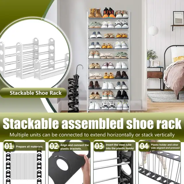  Shoe Rack, Metal Shoe Rack Organizer, Shoe Rack for En in Storage & Organization in Oshawa / Durham Region - Image 7