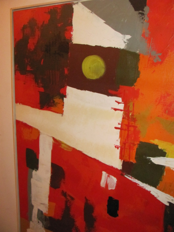 Large 1970s ABSTRACT Oil painting red orange white in Arts & Collectibles in St. Catharines - Image 2