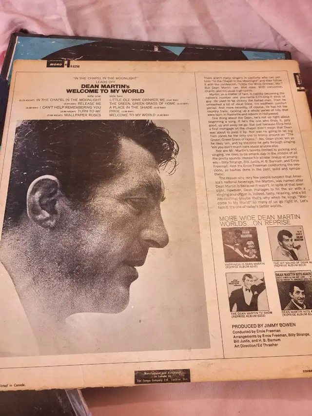 Dean Martin Welcome To My World Vinyl Record in CDs, DVDs & Blu-ray in Gatineau - Image 3