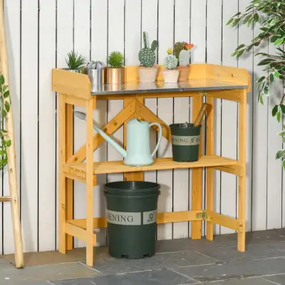 Outdoor Garden Potting Bench Table Foldable Work Bench w/ Open S, View more