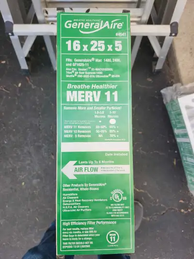 2 General Aire Furnace filters. New. Moved and won't fit new furnace. Paid $40 each. Both for $25