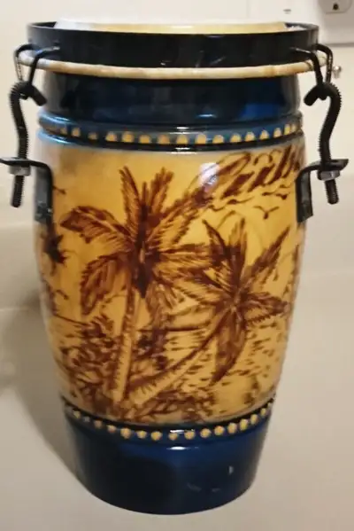 Vintage Handcrafted Wooden Conga Drum Souvenir from Cuba, View more