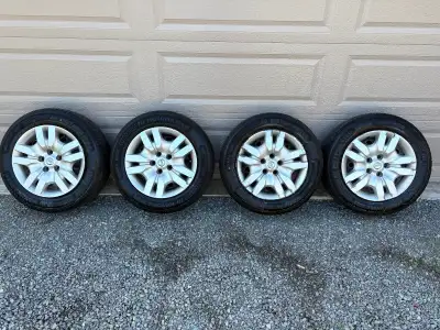 These tires have less than 3,000 km on them. They come with steel rims and hub caps. Are off a 2011...
