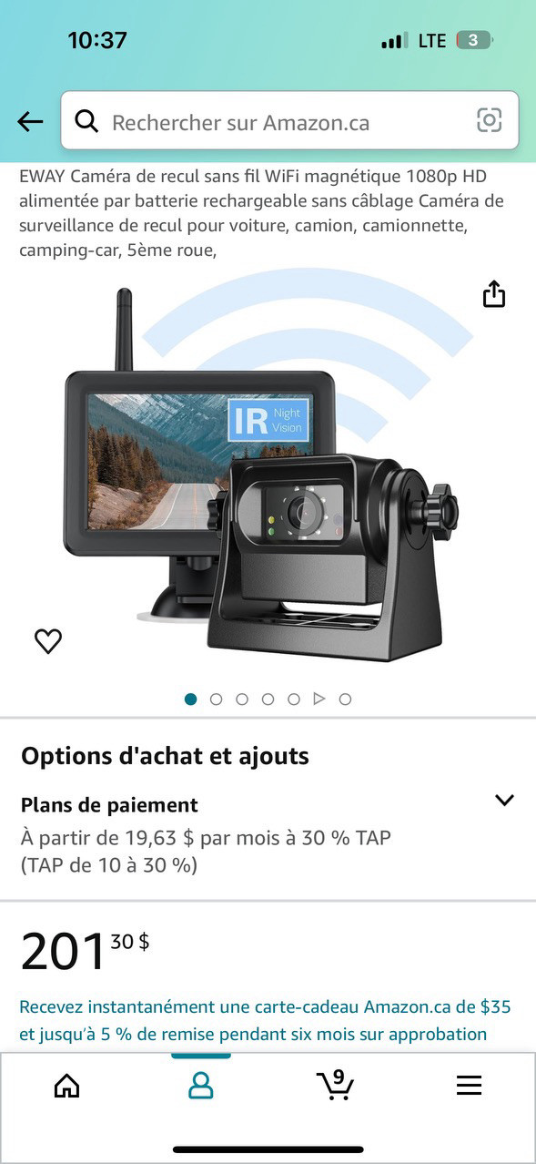 EWAY Caméra de recul sans fil WiFi magnétique 1080p HD dans Appareils électroniques  à Ville de Montréal