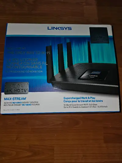 Linksys wifi router model: ea9500 gigabit, View more