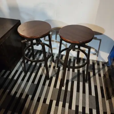 Stools wood top metal base adjustable swivel, View more