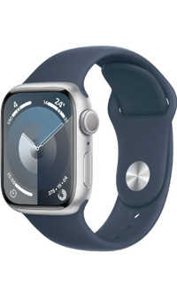 Apple Watch Series 9 - 41mm : Silver, Storm Blue : GPS