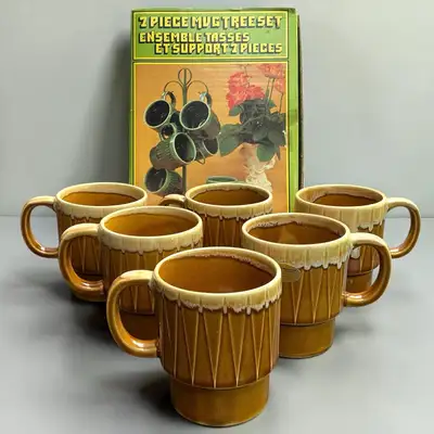6 tasses vintage japonaises caramel – boîte d’origine, View more