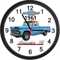 1961 Chevrolet Apache 10 (Blue) Custom Wall Clock - Pickup Truck