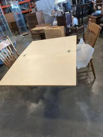 IKEA FLIP OVER TABLE + 2 VINTAGE CANADIANA CARVED CHAIRS, View more