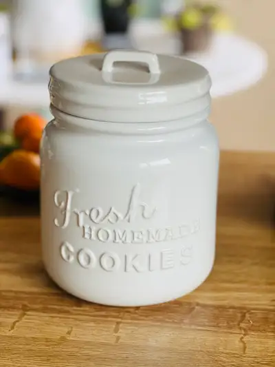 Crate & Barrel cookie jar $20, View more