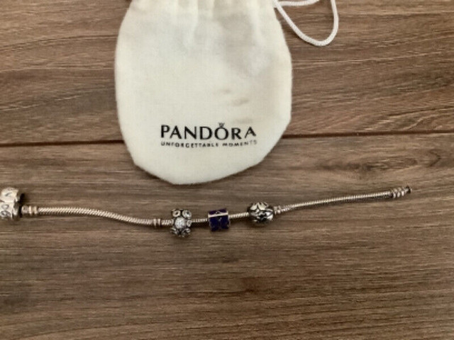 PANDORA SNAKE BRACELET with 3 beads in Jewellery & Watches in Saskatoon - Image 2