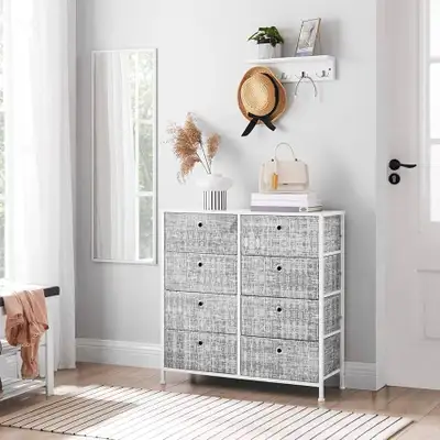  4-Tier Storage Dresser with 8 Easy Pull Fabric Drawers and Wood, View more