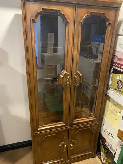 wood and glass display hutch, View more