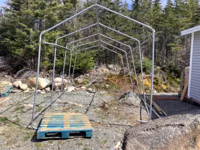 For sale, steel frame for a tent shelter, size 10’ x20’ in lovely condition, still assembled. Price...