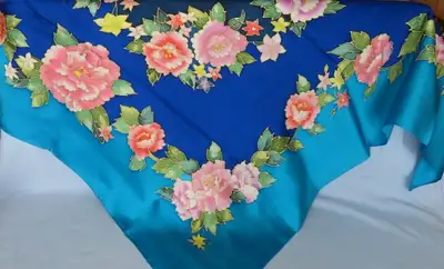 Large Silk Square Scarf with Floral Motives, View more