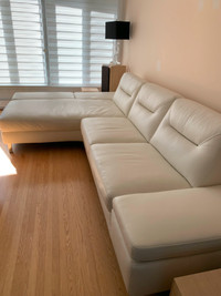 Sofa en cuir blanc haut de gamme W. Schillig (Allemand)