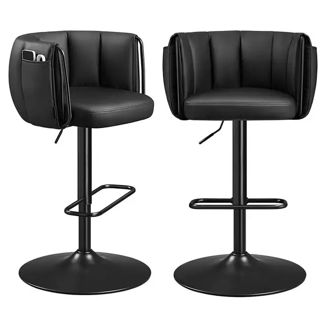  360° Swivel Bar Stool,  Height Adjustable Barstools with Curved in Chairs & Recliners in Markham / York Region - Image 5